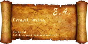 Ernyei Anina névjegykártya